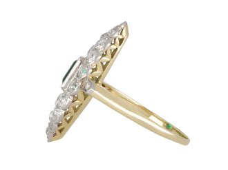 Colombian emerald and diamond marquise cluster ring hatton garden