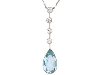 Aquamarine and diamond pendant, circa 1910.  Hatton Garden