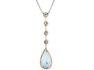Aquamarine and diamond pendant, circa 1910.  Hatton Garden