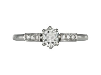 old mine diamond flanked solitaire ring. hatton garden.