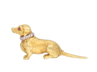 Vintage dog brooch, English, 1974. Hatton Garden