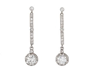 Diamond drop earrings, circa 1920 hatton garden