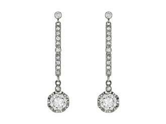 Diamond drop earrings, circa 1920. 