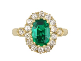 Colombian emerald diamond cluster ring circa 1890 hatton garden