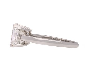 Art Deco diamond three stone ring, circa 1930. Hatton Garden