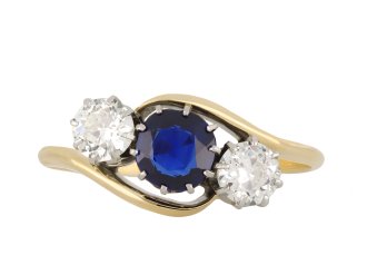 Sapphire and diamond three stone ring hatton garden