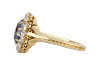 Ceylon sapphire diamond coronet cluster ring hatton garden