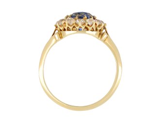 Ceylon sapphire diamond coronet cluster ring hatton garden