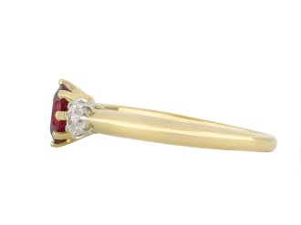 Ruby and diamond three stone ring, circa 1905 hatton garden