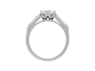 marquise shape diamond flanked solitaire ring. hatton garden.