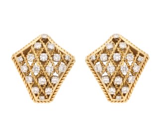 Vintage diamond earrings, French, circa 1950 hatton garden