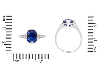 ceylon sapphire and diamond flanked solitaire ring. hatton garden