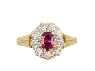 Ruby and diamond coronet cluster ring, circa 1890 hatton garden