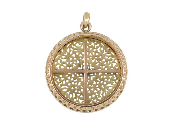 Victorian openwork diamond pendant, circa 1875.
