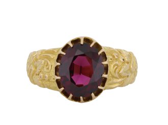 Victorian almandine garnet solitaire ring 1870 hatton garden