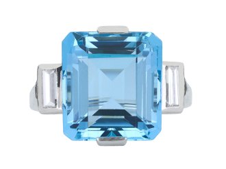 art deco aquamarine and diamond ring, circa 1930. hatton garden