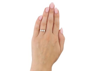 Diamond three stone ring, English, circa 1973. Hatton Garden