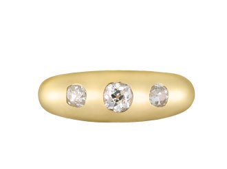 Old mine three stone diamond gypsy ring hatton garden