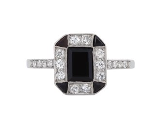 Art Deco onyx and diamond cluster ring, circa 1925 hatton garden