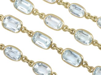 Aquamarine long guard chain necklace circa 1880 hatton garden