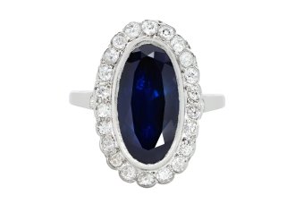 Sapphire and diamond coronet cluster ring, hatton garden.