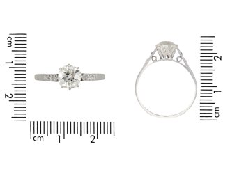 Cushion old mine diamond flanked solitaire ring hatton garden