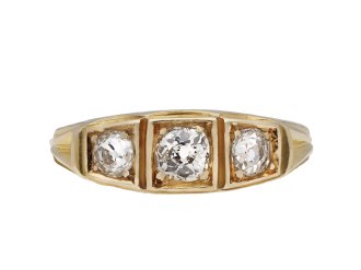 victorian diamond three stone ring, circa 1880. hatton garden.