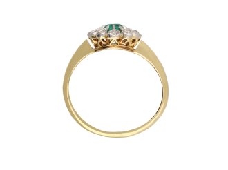 edwardian emerald and diamond coronet cluster ring. hatton garden