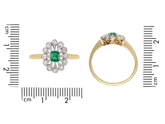edwardian emerald and diamond coronet cluster ring. hatton garden