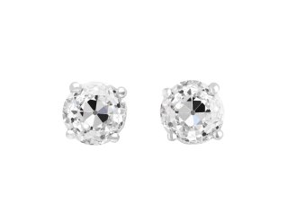 Old mine diamond stud earrings, circa 1925. hatton garden.