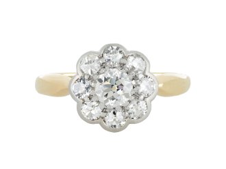 Edwardian diamond coronet cluster ring, circa 1910.hatton garden.