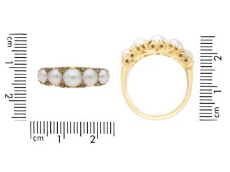 victorian pearl five stone carved ring, circa 1890. hatton garden