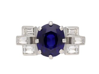 Art Deco Ceylon sapphire and diamond ring hatton garden