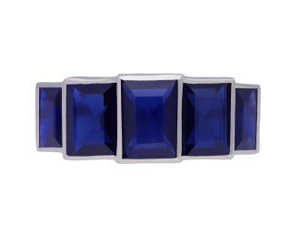 Art Deco Burmese sapphire five stone ring hatton garden