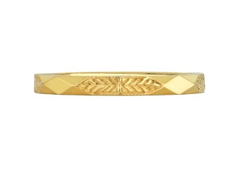 Faceted gold wedding band, English, 1940.  hatton garden.