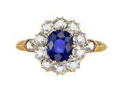 Kashmir sapphire and diamond coronet cluster, circa 1890.