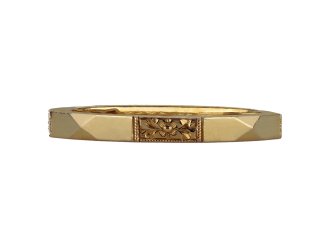 Yellow gold engraved wedding ring, English