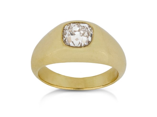 Old mine diamond gypsy ring, circa 1980. 