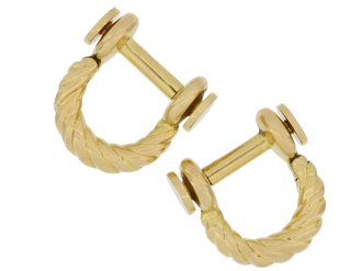 Yellow gold cufflinks, French, circa 1960 hatton garden