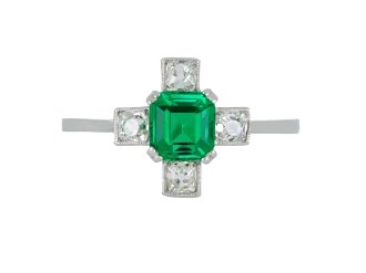 Art Deco Colombian emerald and diamond cluster ring hatton garden