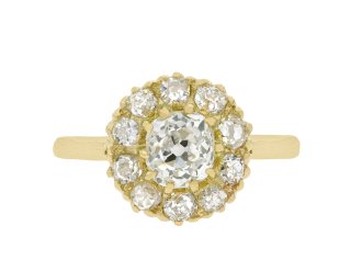 Victorian diamond coronet cluster ring, circa 1900.