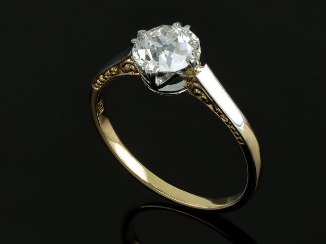 Edwardian diamond solitaire ring, circa 1905.