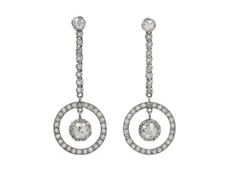 Art Deco diamond drop earrings, circa 1920. hatton garden