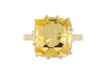 Yellow Ceylon sapphire solitaire ring, circa 1960. hatton garden