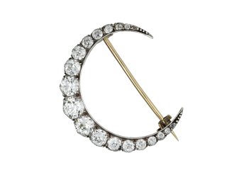 Victorian diamond crescent brooch, circa 1880. hatton garden