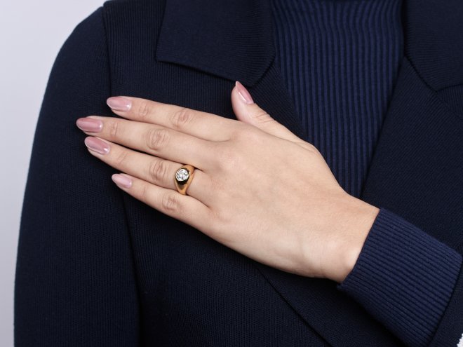 Old mine diamond gypsy ring, circa 1900. hatton garden