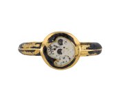 Post Medieval enamel skull ring, circa 17th century.