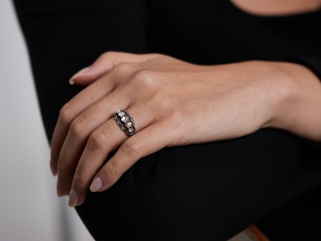 Georgian diamond five stone cluster ring hatton garden