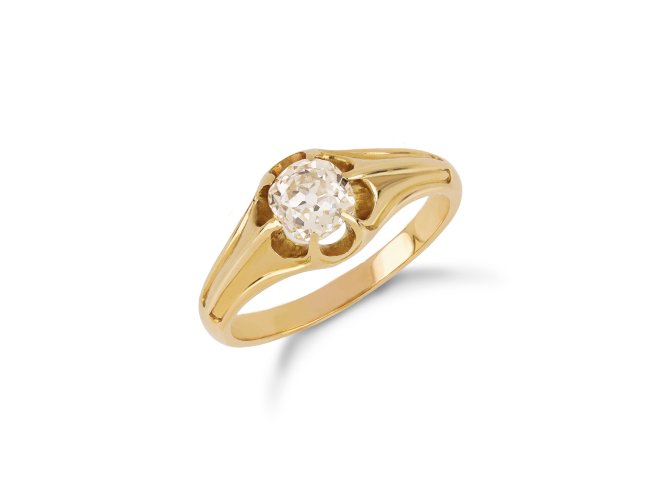Victorian old mine diamond solitaire ring, hatton garden