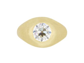 Old cut diamond gypsy ring, circa 1900.